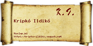 Kripkó Ildikó névjegykártya